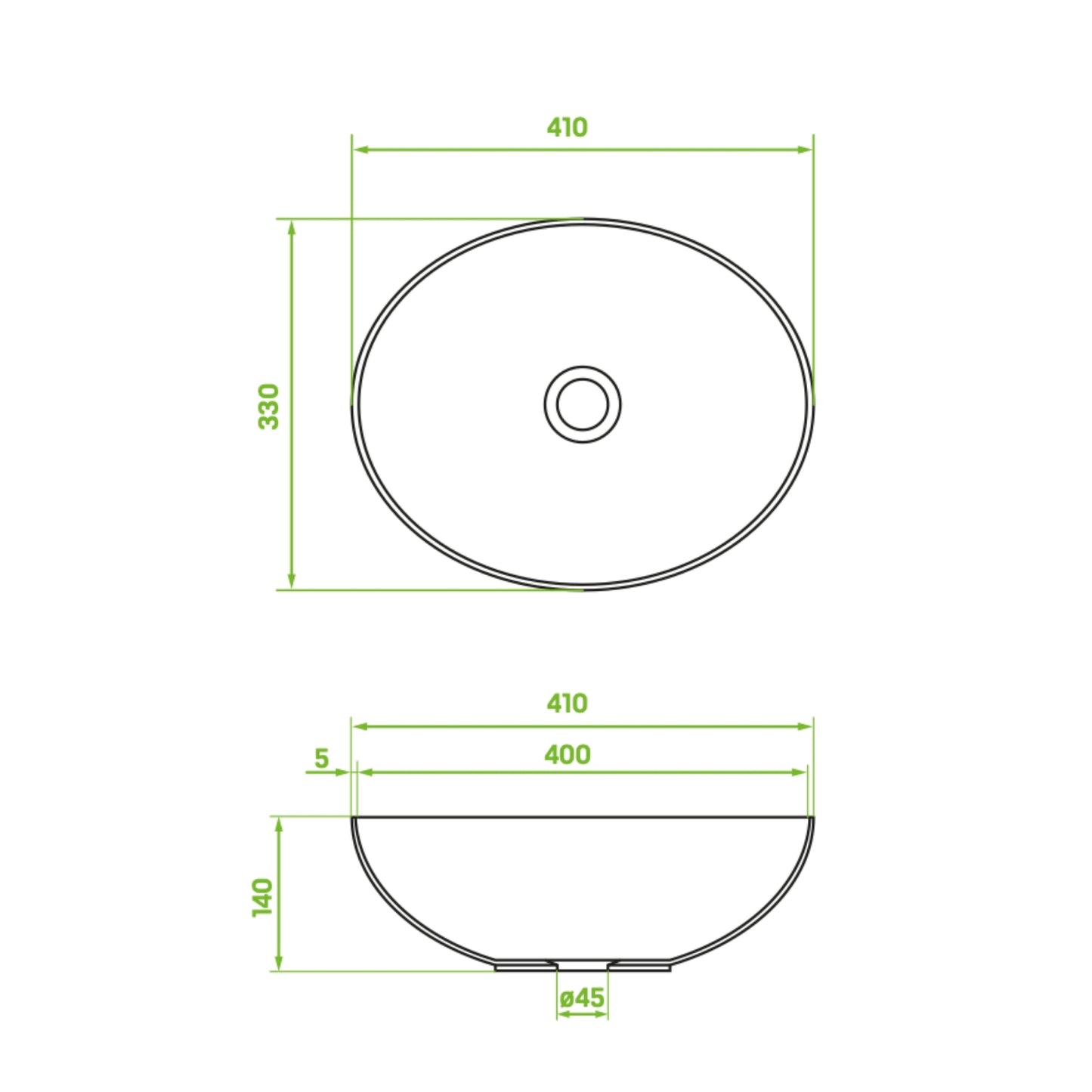Desna - lavoar forma ovala, negru mat, stil minimalist si elegant, din ceramică, pe blat, VUD B241