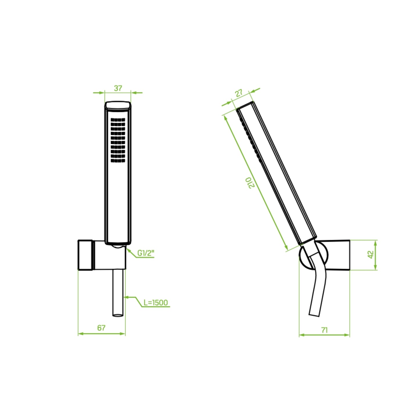 Pola - para de duș cu montaj pe perete, fara bara, design minimalist, culoare auriu periat, NAP G0AB