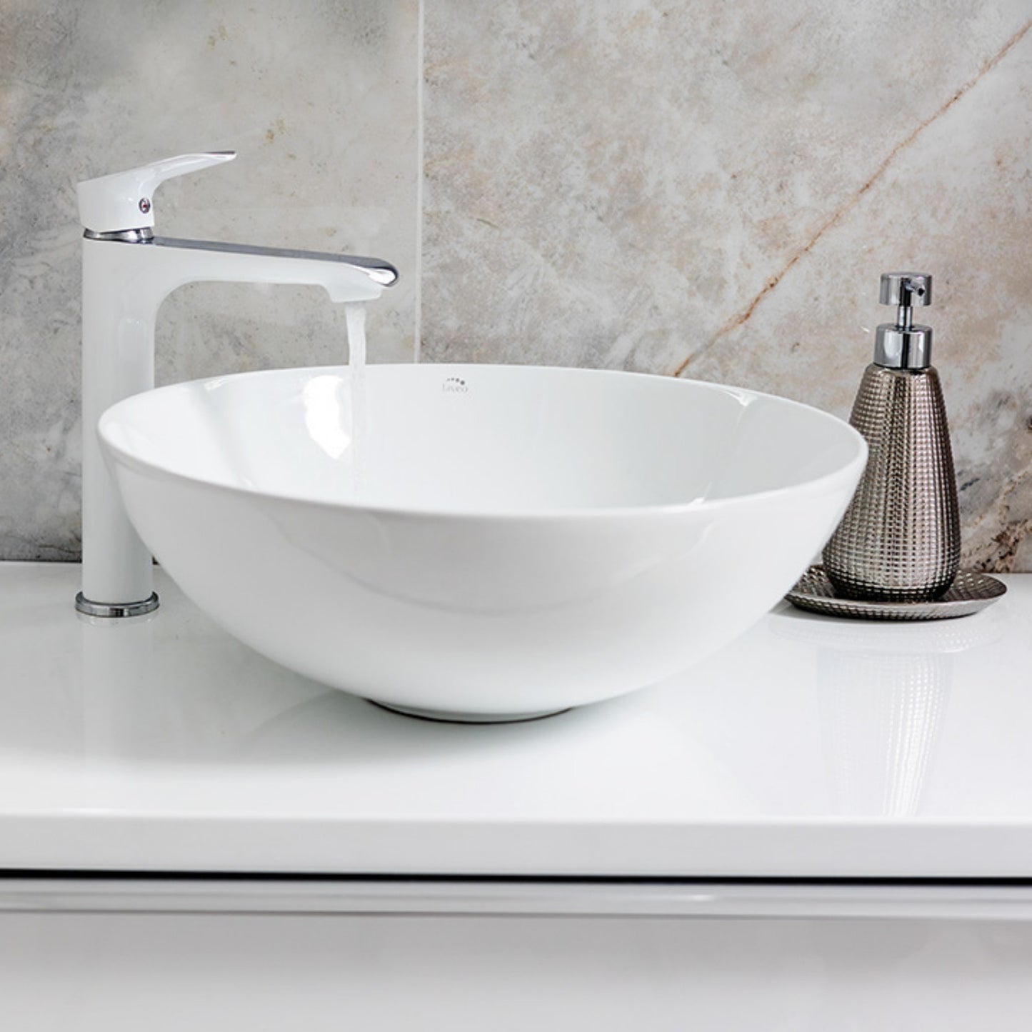 Sabi - lavoar alb, rotund, din ceramică, de blat, VUS 6240