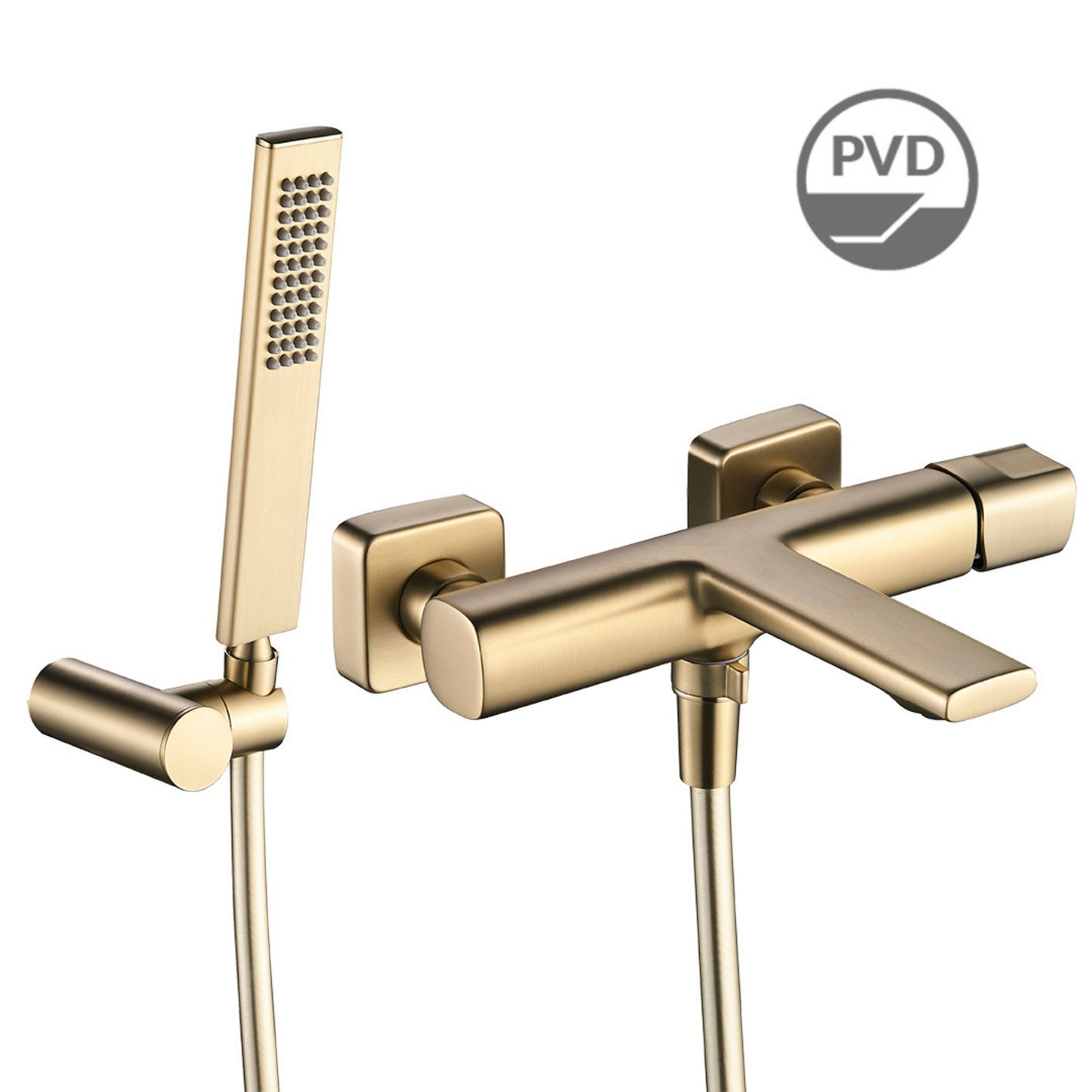 Tores - baterie de baie pentru perete cu set de duș, auriu sampanie, BVT G11D