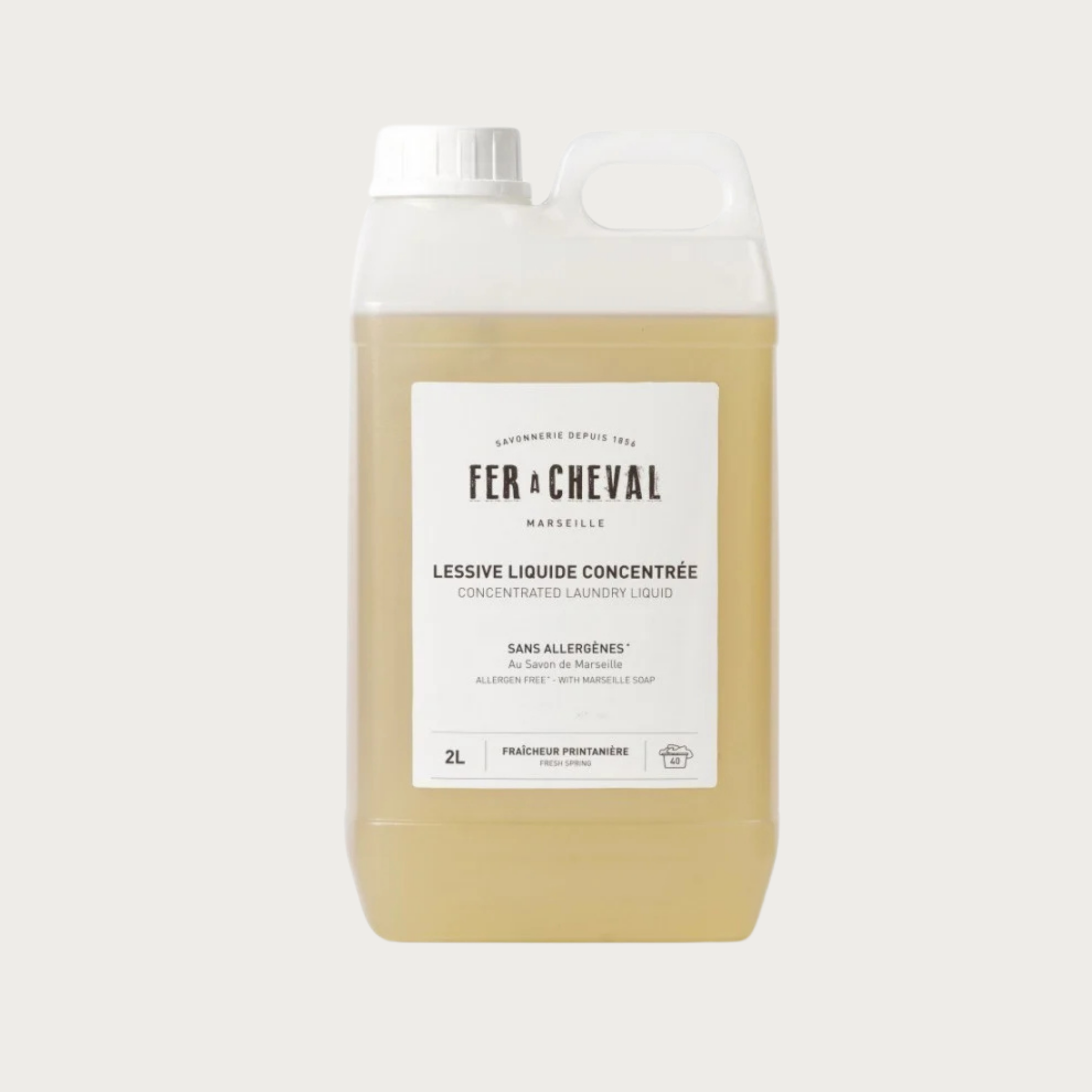 Detergent de rufe concentrat, cu Sapun de Marsilia, 2 L, Fer A Cheval