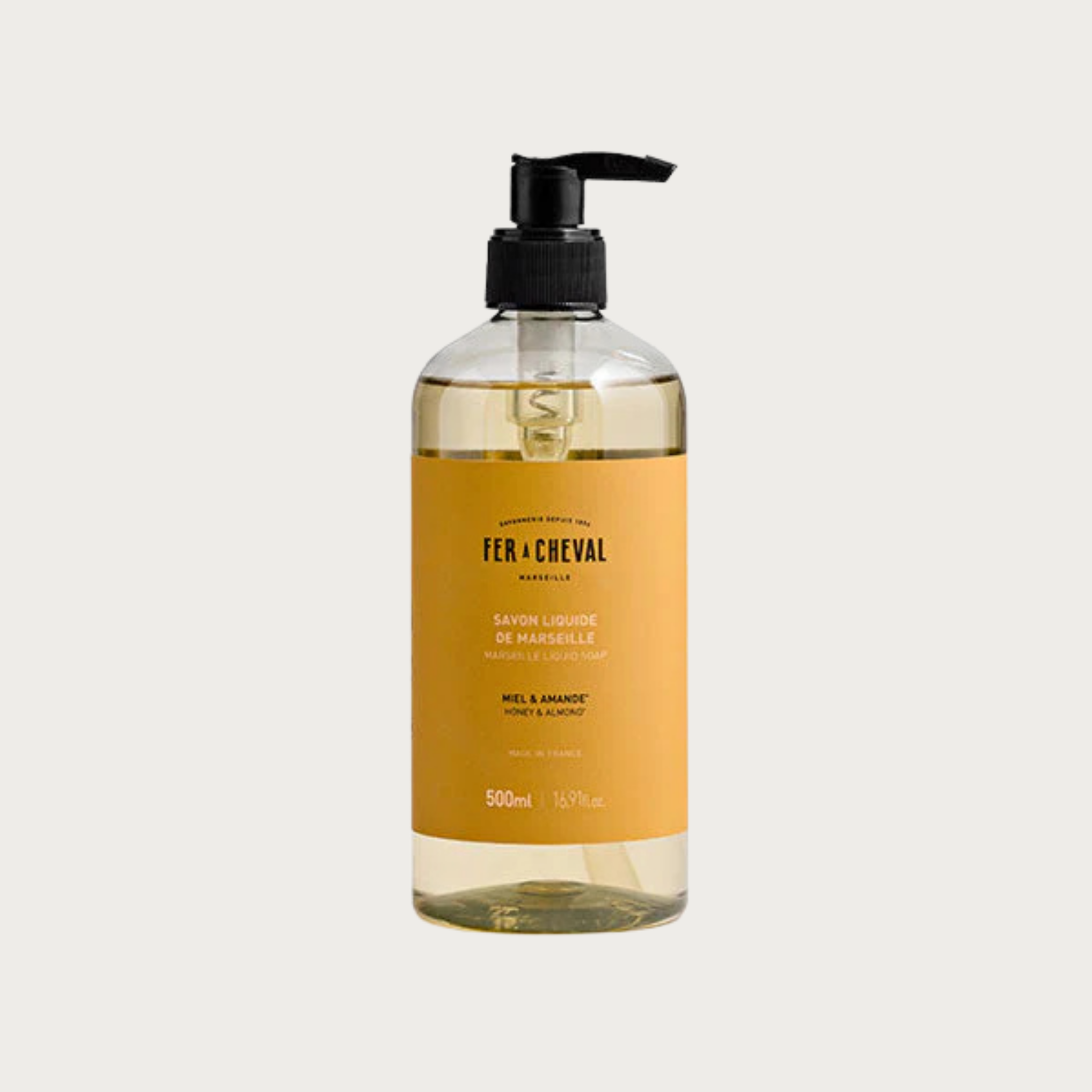 Sǎpun lichid de Marsilia, foarte hidratant - MIERE ȘI MIGDALE, 500 ml, Fer A Cheval