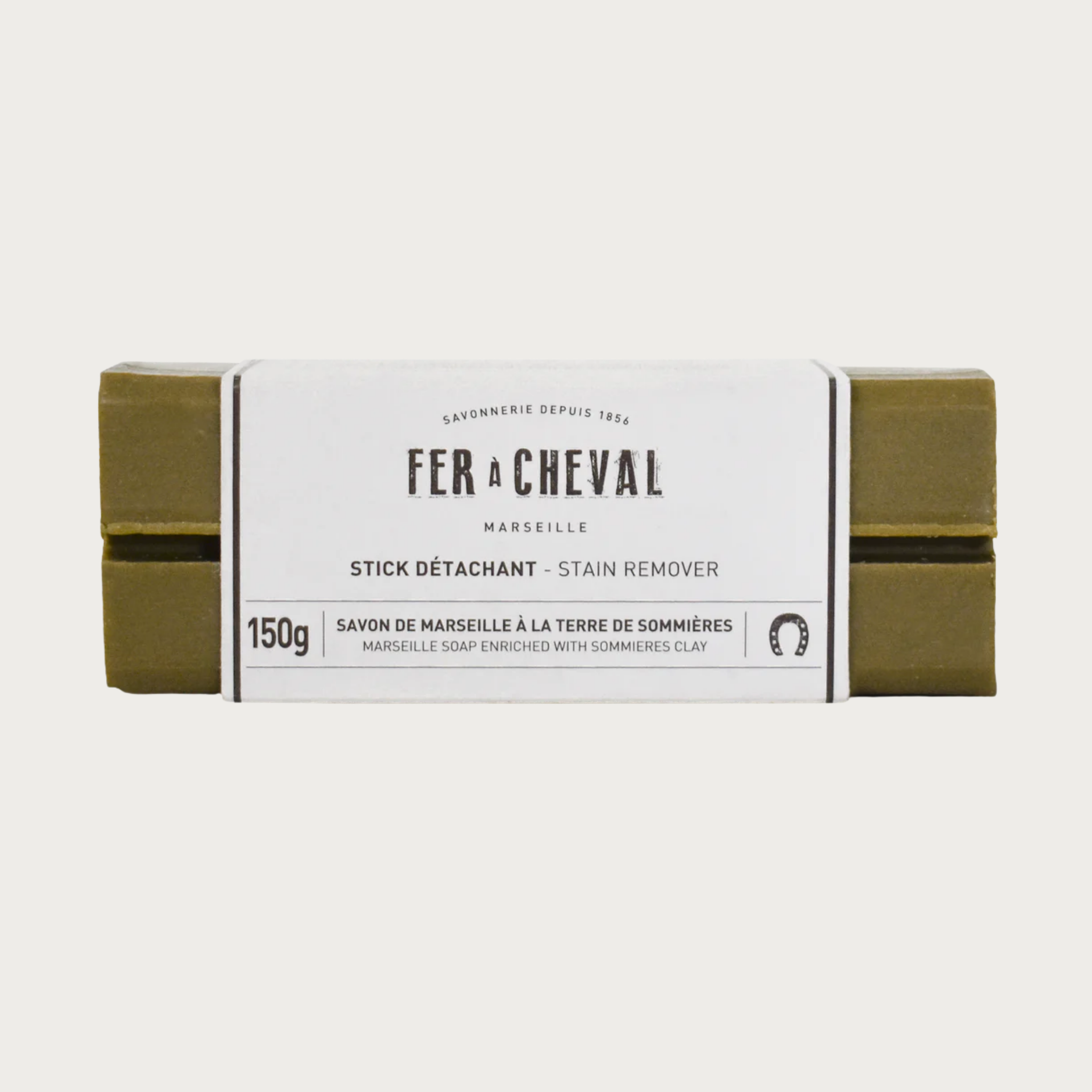 Sapun de Marsilia pentru pete, cu argila naturala Terre de Sommières, 150G, Fer A Cheval