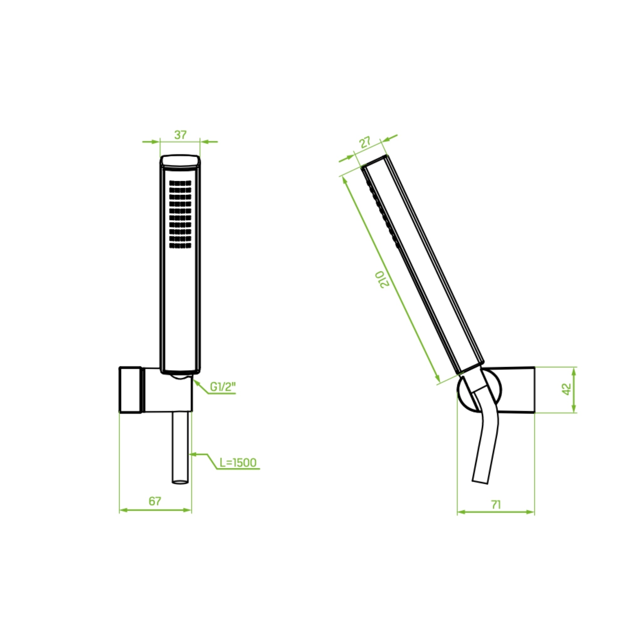 Pola - para de duș cu montaj pe perete, fara bara, design minimalist, culoare auriu periat, NAP G0AB