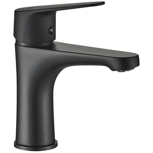 Sagra - Baterie neagra mat, pentru lavoar baie, cu ventil (dop), BQR_722D