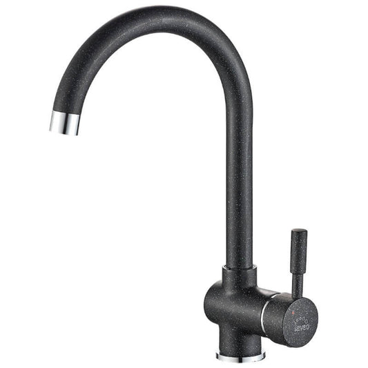 Lete - baterie de chiuvetă cu pipa mobila, culoare negra imitatie granit, BQX 768D