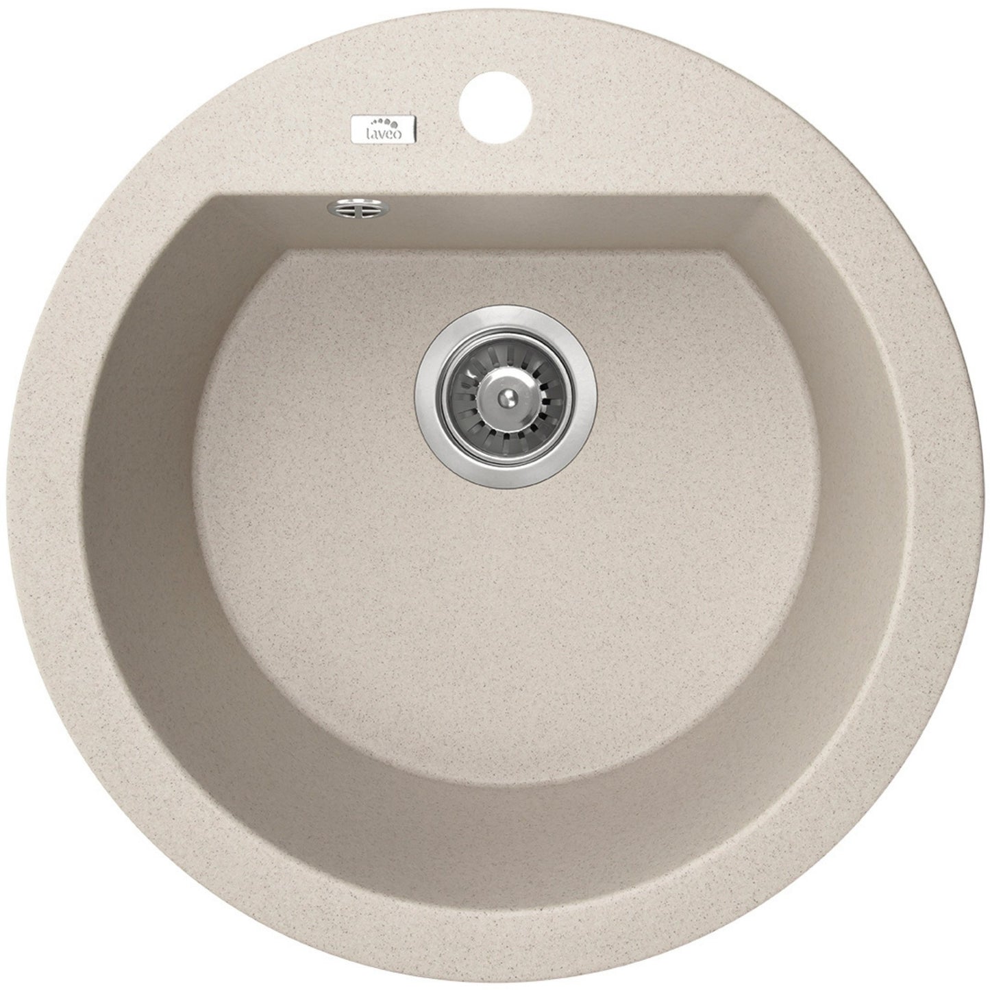 Dafne - chiuvetă rotunda, culoare bej, cu 1 cuvă fără uscător, sifon inclus, SBD 480T