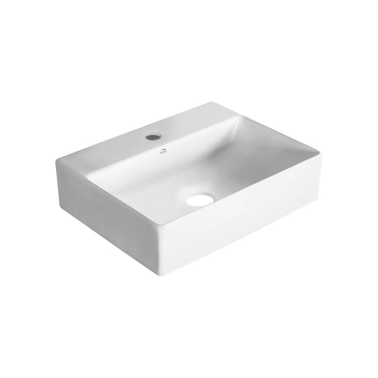 Kvadrato - lavoar alb, dreptunghiular, instalat pe blat/ pe perete, cu orificiu pentru baterie, VUK 6146