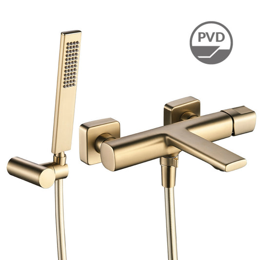 Tores - baterie de baie pentru perete cu set de duș, auriu sampanie, BVT G11D