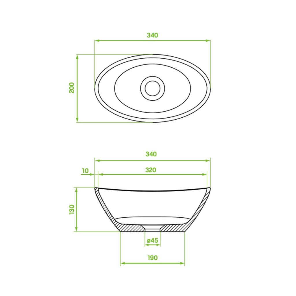 Vela - lavoar mic de granit, oval, cu un design superb, super rezistent, VGV1710T