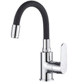 Baterie de lavoar, cu pipă flexibilă, culoare negru/crom, BQD 021B