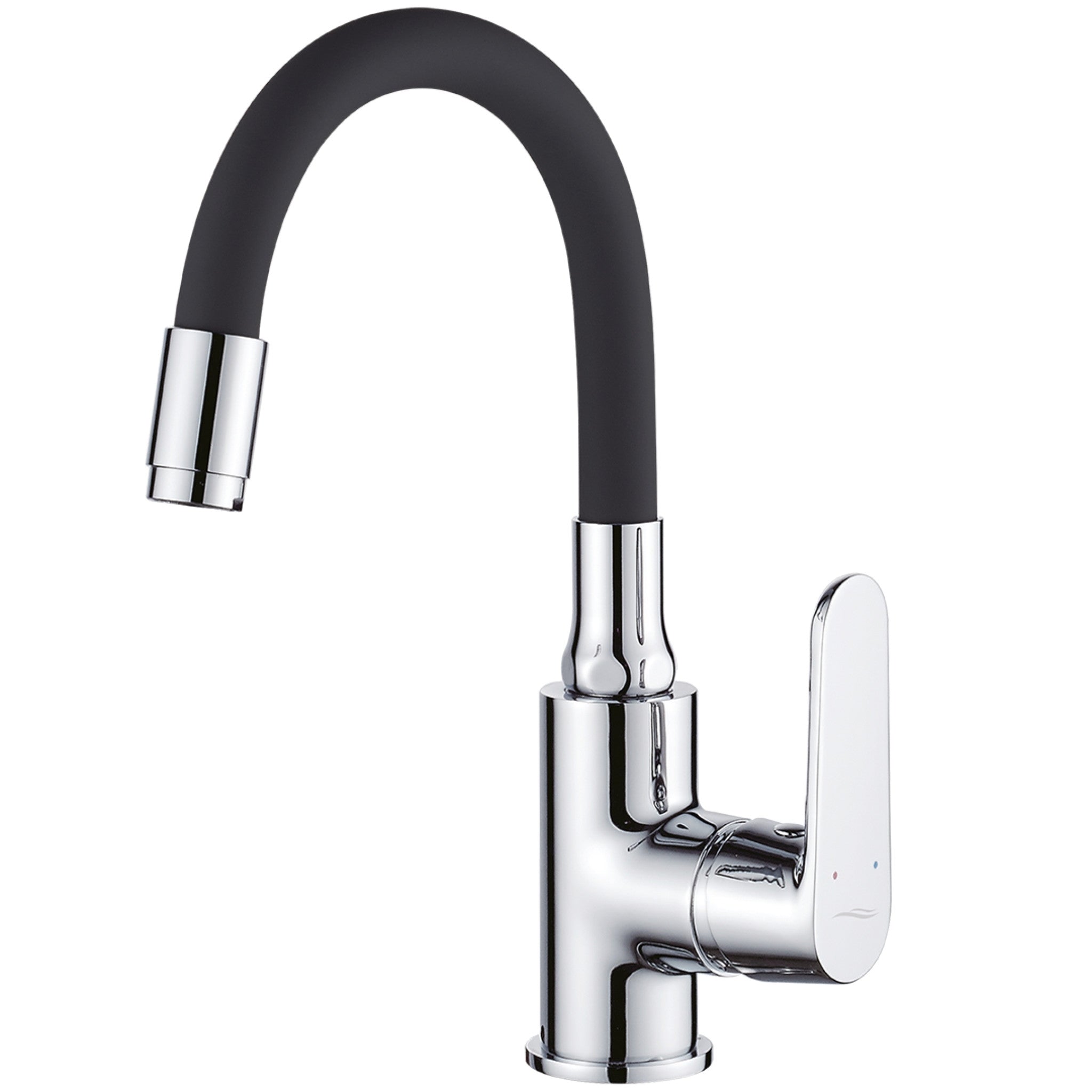 Baterie de lavoar, cu pipă flexibilă, culoare negru/crom, BQD 021B