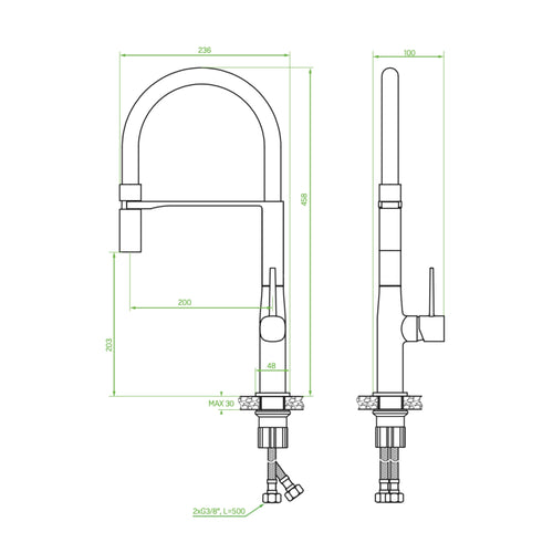 Baterie bucătărie flexibilă Laveo POLA cu prindere magnetică, crom/bej - model BAP 478D