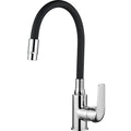 Elza - Baterie de bucatarie cu pipa flexibila, practica, culoare negru inox, BKE_762D