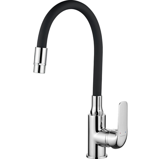 Elza - Baterie de bucatarie cu pipa flexibila, practica, culoare negru inox, BKE_762D