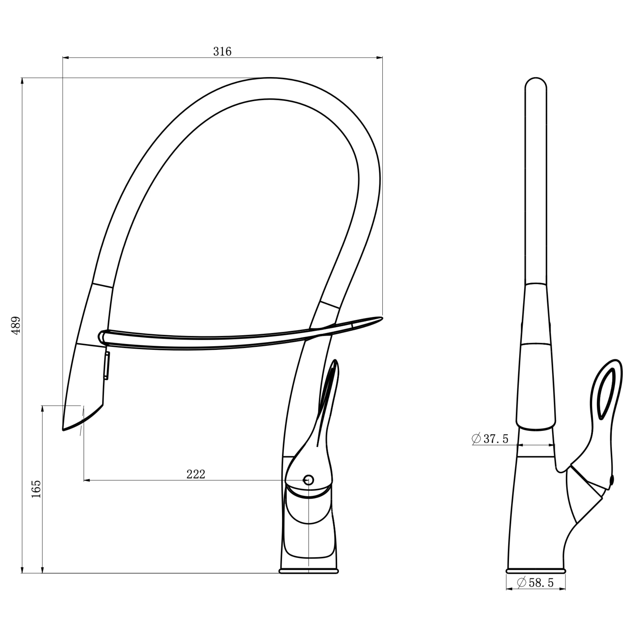 Baterie de bucatarie cu dus extractabil si pipa flexibila