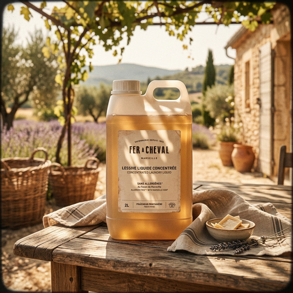 Detergent de rufe concentrat, cu Sapun de Marsilia, 2 L, Fer A Cheval