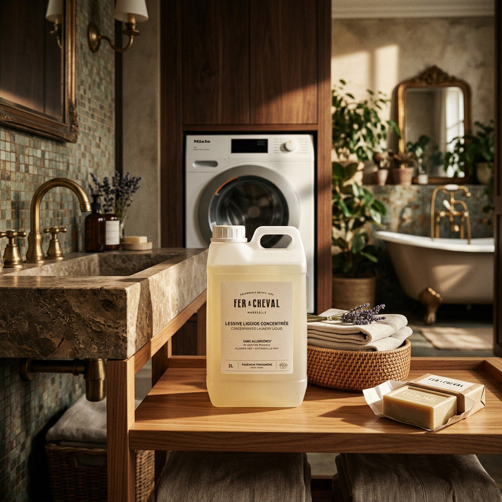 Detergent de rufe concentrat, cu Sapun de Marsilia, 2 L, Fer A Cheval