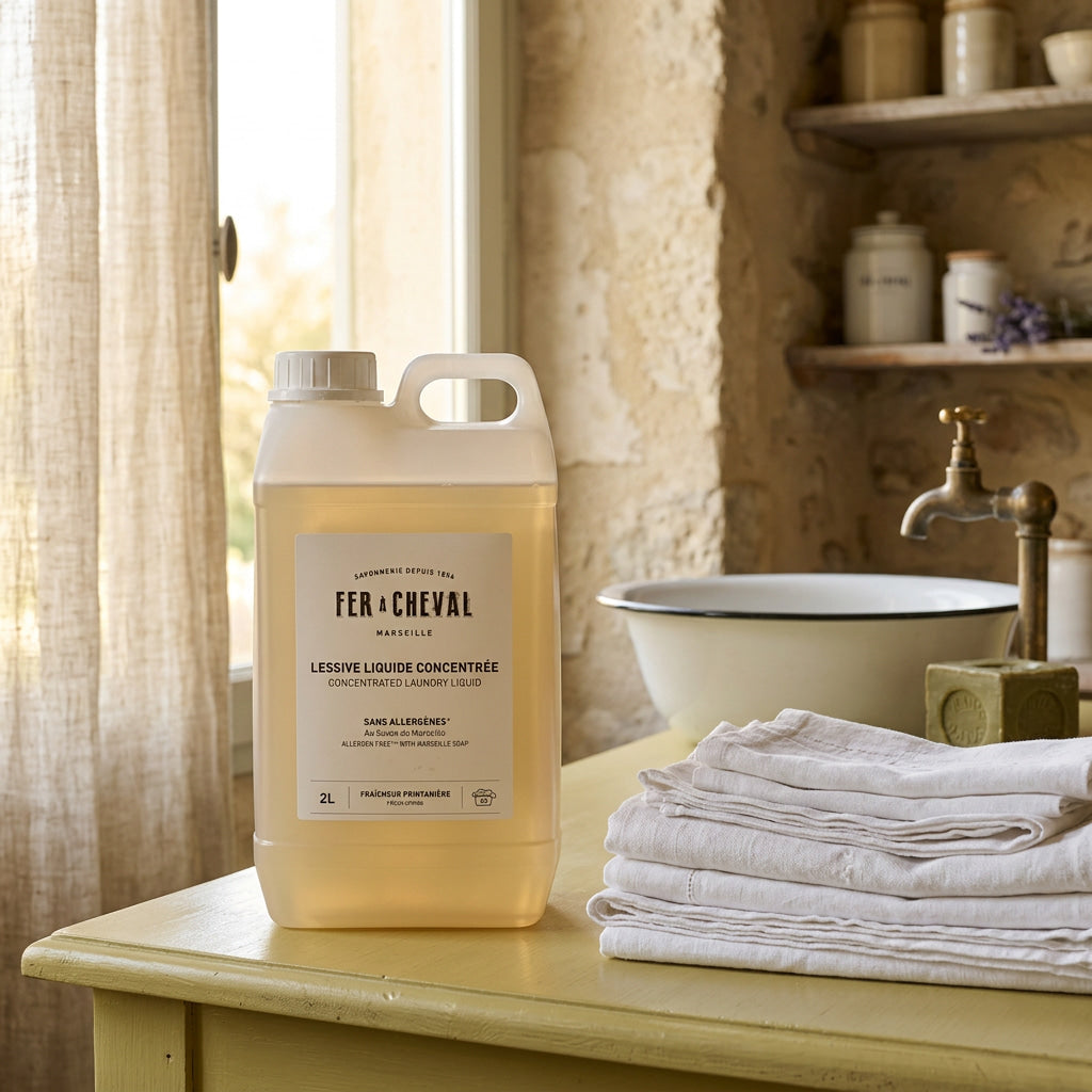 Detergent de rufe concentrat, cu Sapun de Marsilia, 2 L, Fer A Cheval