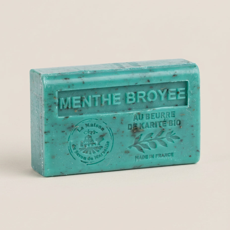 Săpun solid exfoliant, cu parfum menta, cu unt de shea Bio si Mentă măcinată, 125g