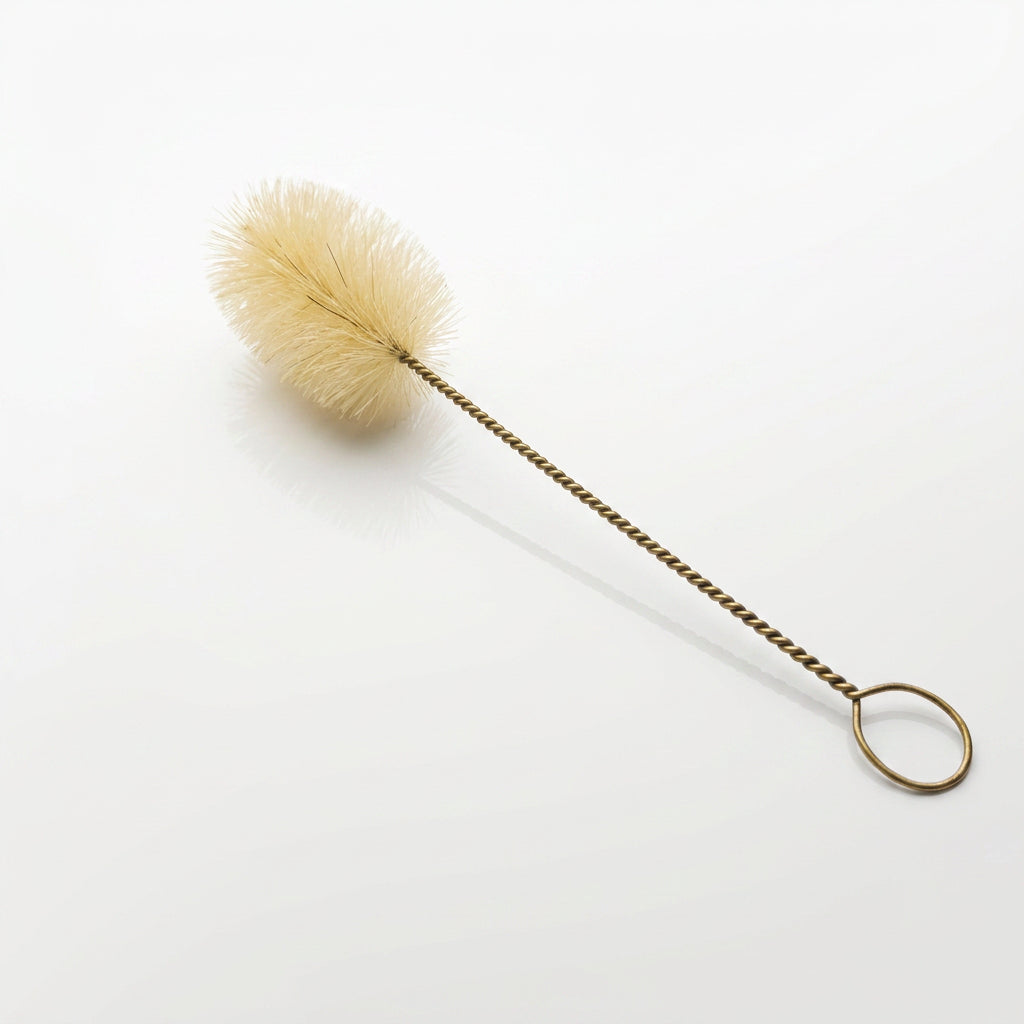 Sfestoc / aspersoriu pentru apa sfintita, par natural, coada metalica alama, 185 mm