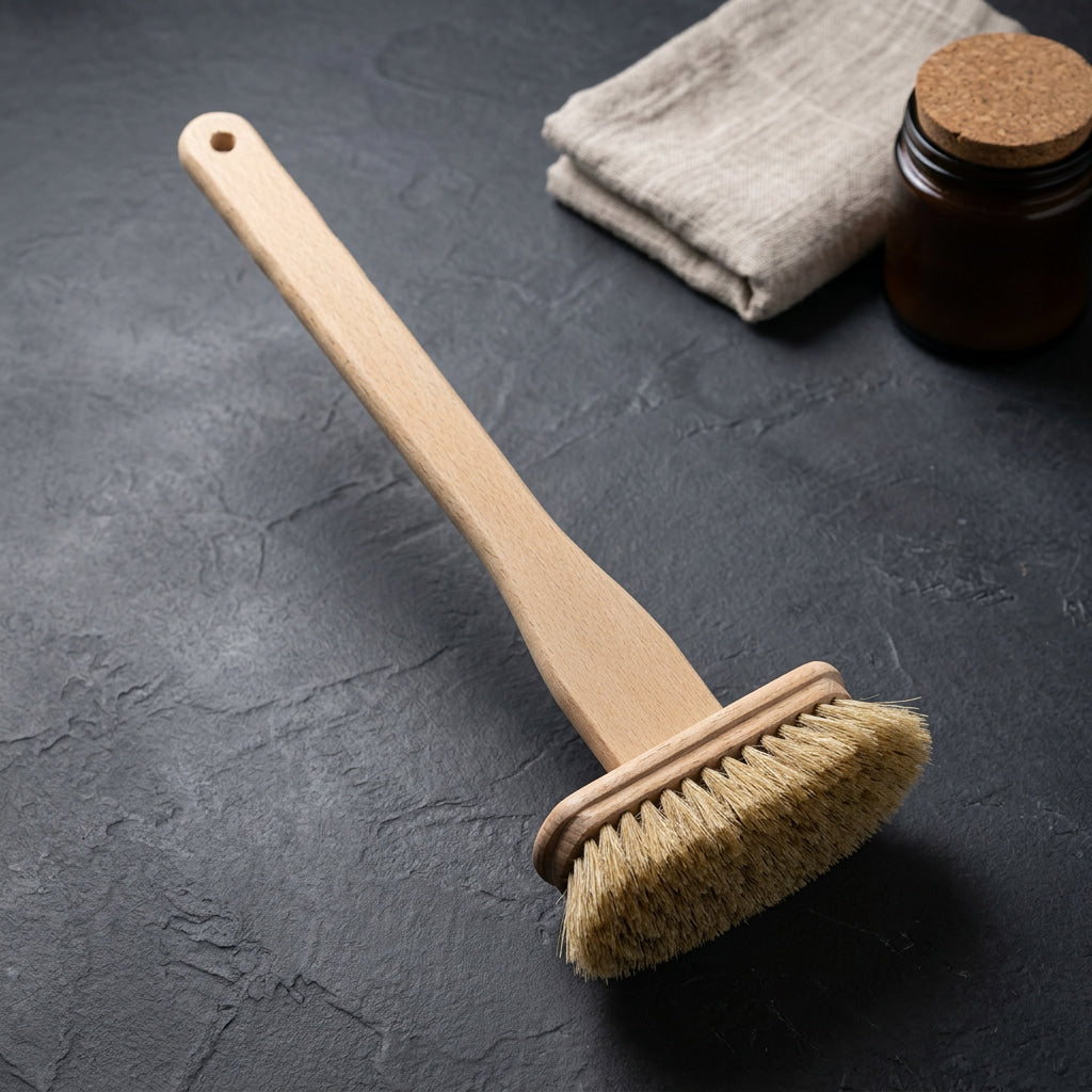 Perie pentru curatat cada si dusul, lemn de fag si par natural de cal, 400 mm, produs premium, Keller Bürsten