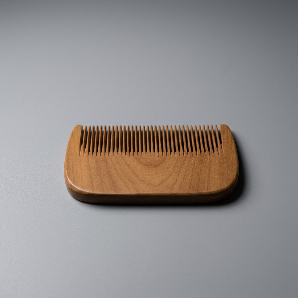 Piaptan pentru barba din lemn de par, dantura fina, lucrat manual, pentru buzunar, produs premium, Keller Bürsten