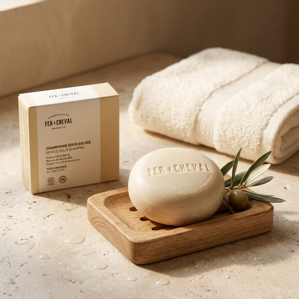 Şampon SOLID delicat, cu ulei de măsline și unt de shea, 100 gr, Fer A Cheval